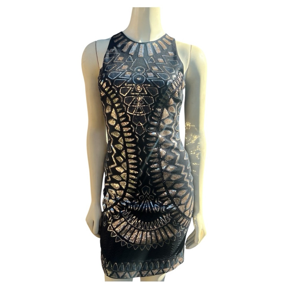 Verte Black and Gold Sequined Sheath Women’s Dress Size Large
